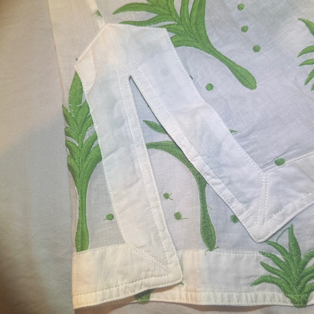 Tory Burch White Tunic with Green Palm Print - Picture 5 of 5